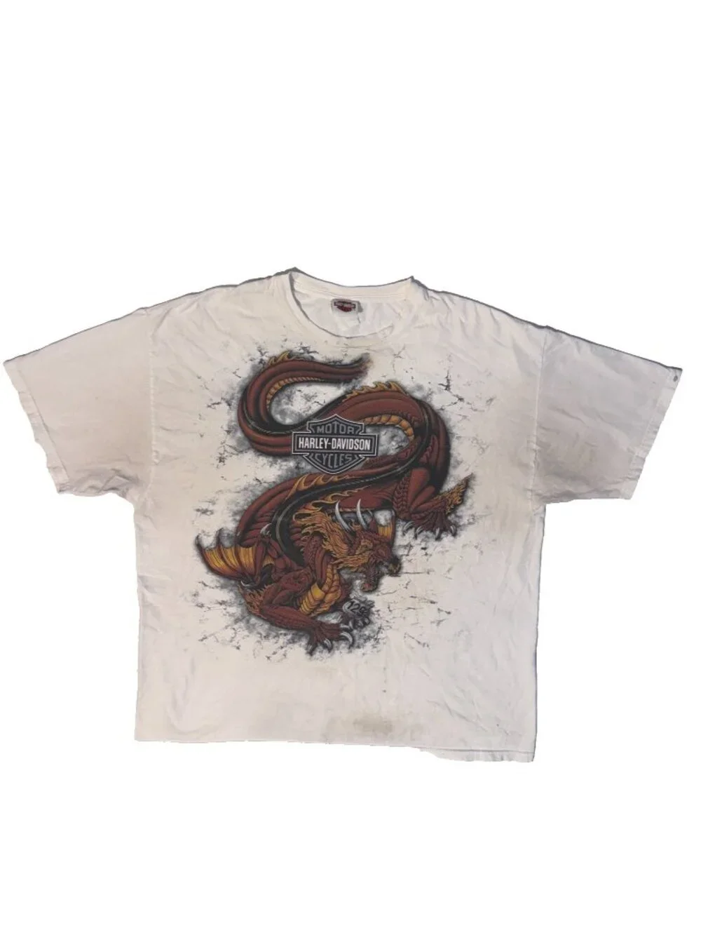 Vintage Harley Davidson Motorcycles Red Dragon AOP Tshirt Smoky Mountain 2XL